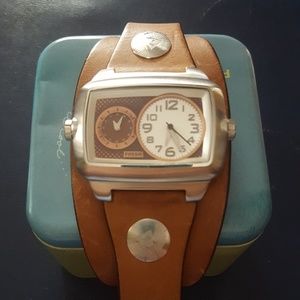 Men's Fossil Leather Cuff Watch